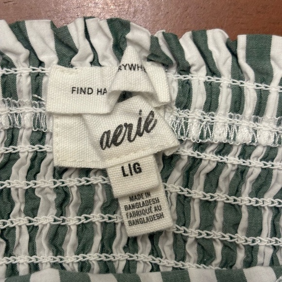 Aerie Striped Tie Shoulder Cropped Ruffle Tank - Picture 3 of 7